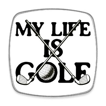 Crossing Golf Clubs Ball - Square fridge magnet - white - Front