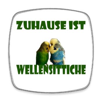 Home is where my budgies are - Square fridge magnet - white - Front