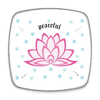 Fleur de lotus rose paisible, snooze et étoiles bleues - Magnet carré - blanc - Devant