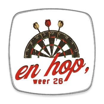 Leuke Darts Sweat à capuche, en hop, weer 26 - Magnet carré - blanc - Devant