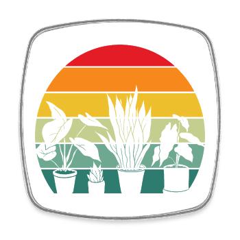Plantes Rétro Plantes Amantes Succulentes Fleurs - Magnet carré - blanc - Devant