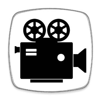 Caméra de cinéma - Magnet carré - blanc - Devant
