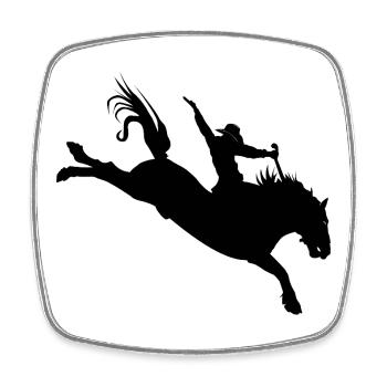 Rodeo Silhouette – Western Riding - Square fridge magnet - white - Front