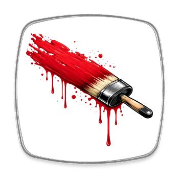 Brush with red paint in graffiti style - Square fridge magnet - white - Front