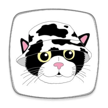 The kitten and its hat - Square fridge magnet - white - Front