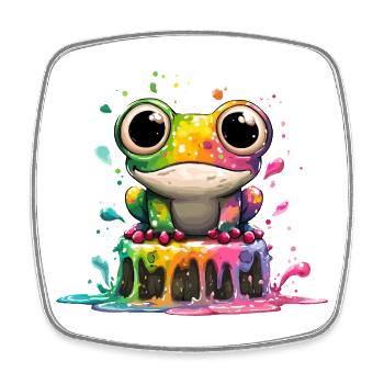 Rainbow Frog Kitchen Magic - Square fridge magnet - white - Front