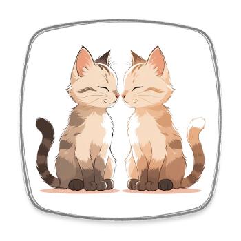 Katzenkuss Zweisamkeit - Viereckiger Kühlschrankmagnet - Weiß - Vorne