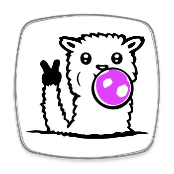 Llama Bubblegum Sunglasses Peace Victory Hand Cool - Square fridge magnet - white - Front
