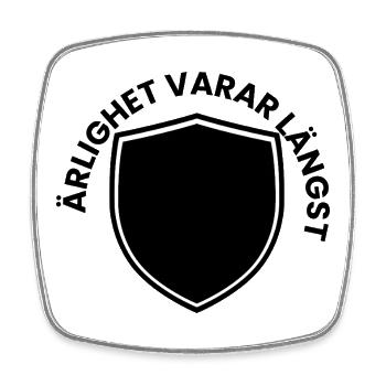 Schwarzer Schild mit weißem Umrandungsemblem - Viereckiger Kühlschrankmagnet - Weiß - Vorne
