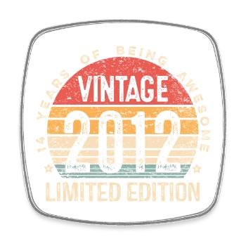 Vintage 2012 Limited Edition 14-jähriger 14. Geburtstag - Viereckiger Kühlschrankmagnet - Weiß - Vorne