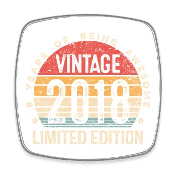 8 Year Old Bday Decorations Son Boy 2018 8th Bday - Square fridge magnet - white - Front