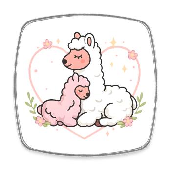 Süße Alpakas Liebe – Kawaii Lama Herz Design - Viereckiger Kühlschrankmagnet - Weiß - Vorne