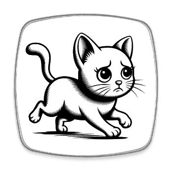 Running Cat Running Running Baby Kitten - Square fridge magnet - white - Front