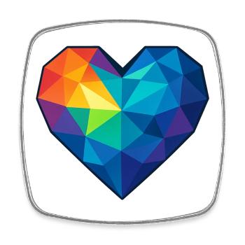 Coeur Low Poly - Amour - Saint-Valentin - Magnet carré - blanc - Devant