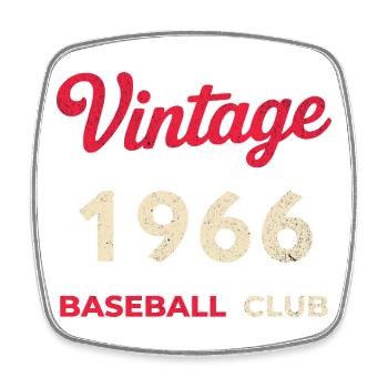 Vintage 1966 – Baseball Club Retro Geburtsjahr - Viereckiger Kühlschrankmagnet - Weiß - Vorne