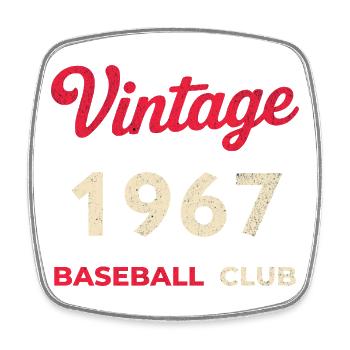 Vintage 1967 – Baseball Club Retro Geburtsjahr - Viereckiger Kühlschrankmagnet - Weiß - Vorne