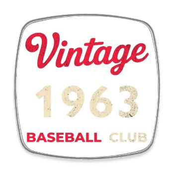 Vintage 1963 – Baseball Club Retro Geburtsjahr - Viereckiger Kühlschrankmagnet - Weiß - Vorne
