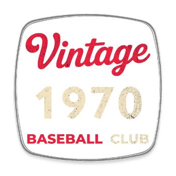 Vintage 1970 – Baseball Club Retro Geburtsjahr - Viereckiger Kühlschrankmagnet - Weiß - Vorne