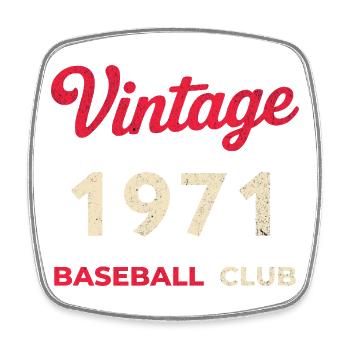 Vintage 1971 – Baseball Club Retro Geburtsjahr - Viereckiger Kühlschrankmagnet - Weiß - Vorne