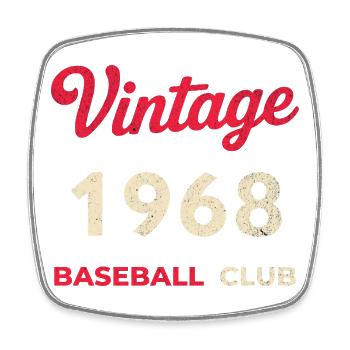 Vintage 1968 – Baseball Club Retro Geburtsjahr - Viereckiger Kühlschrankmagnet - Weiß - Vorne