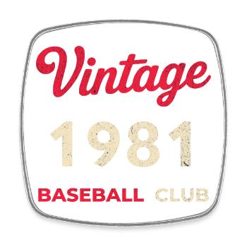 Vintage 1981 – Baseball Club Retro Geburtsjahr - Viereckiger Kühlschrankmagnet - Weiß - Vorne