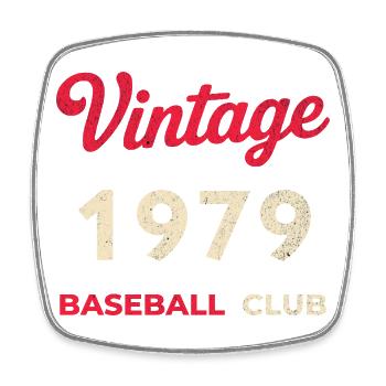 Vintage 1979 – Baseball Club Retro Geburtsjahr - Viereckiger Kühlschrankmagnet - Weiß - Vorne