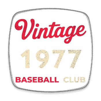 Vintage 1977 – Baseball Club Retro Geburtsjahr - Viereckiger Kühlschrankmagnet - Weiß - Vorne