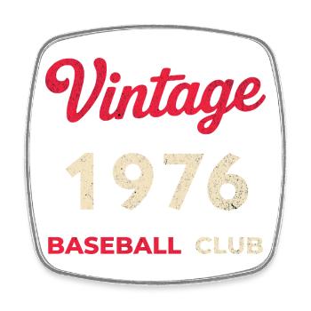 Vintage 1976 – Baseball Club Retro Geburtsjahr - Viereckiger Kühlschrankmagnet - Weiß - Vorne
