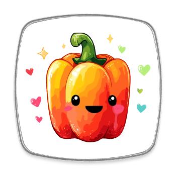 Kunterbunte Paprika Kuschel - Viereckiger Kühlschrankmagnet - Weiß - Vorne
