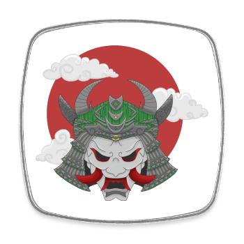 Oni x Samourai Gris Vert - Magnet carré - blanc - Devant
