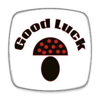 Good Luck Mushroom Minimal Icon Design - Square fridge magnet - white - Front