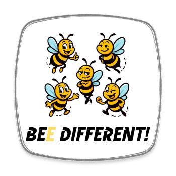 BEE DIFFERENT! - Viereckiger Kühlschrankmagnet - Weiß - Vorne