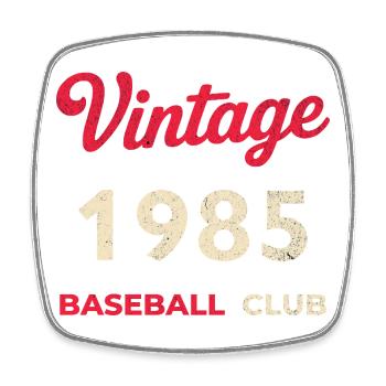 Vintage 1985 – Baseball Club Retro Geburtsjahr - Viereckiger Kühlschrankmagnet - Weiß - Vorne