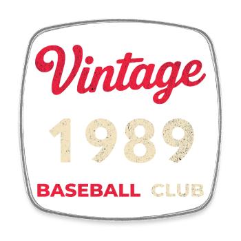 Vintage 1989 – Baseball Club Retro Geburtsjahr - Viereckiger Kühlschrankmagnet - Weiß - Vorne