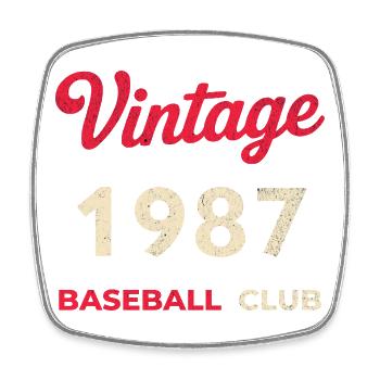 Vintage 1987 – Baseball Club Retro Geburtsjahr - Viereckiger Kühlschrankmagnet - Weiß - Vorne