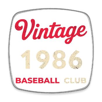 Vintage 1986 – Baseball Club Retro Geburtsjahr - Viereckiger Kühlschrankmagnet - Weiß - Vorne