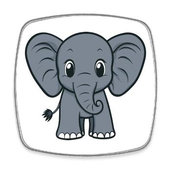 Cute Elephant Cartoon Print - Square fridge magnet - white - Front