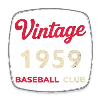 Vintage 1959 – Baseball Club Retro Geburtsjahr - Viereckiger Kühlschrankmagnet - Weiß - Vorne