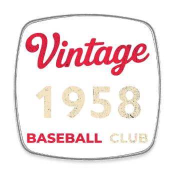 Vintage 1958 – Baseball Club Retro Geburtsjahr - Viereckiger Kühlschrankmagnet - Weiß - Vorne