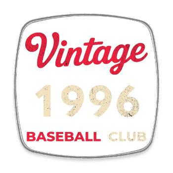 Vintage 1996 – Baseball Club Retro Geburtsjahr - Viereckiger Kühlschrankmagnet - Weiß - Vorne