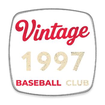 Vintage 1997 – Baseball Club Retro Geburtsjahr - Viereckiger Kühlschrankmagnet - Weiß - Vorne