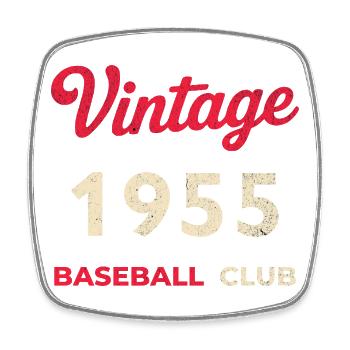 Vintage 1955 – Baseball Club Retro Geburtsjahr - Viereckiger Kühlschrankmagnet - Weiß - Vorne