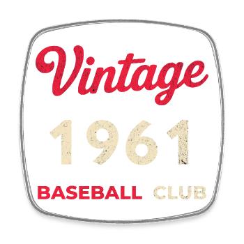 Vintage 1961 – Baseball Club Retro Geburtsjahr - Viereckiger Kühlschrankmagnet - Weiß - Vorne