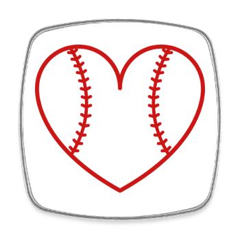 Baseball softball heart - Square fridge magnet - white - Front