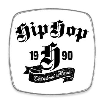 Oldschool Hip Hop Music typographic design - Square fridge magnet - white - Front