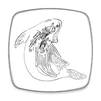 Unique Whale - Viereckiger Kühlschrankmagnet - Weiß - Vorne