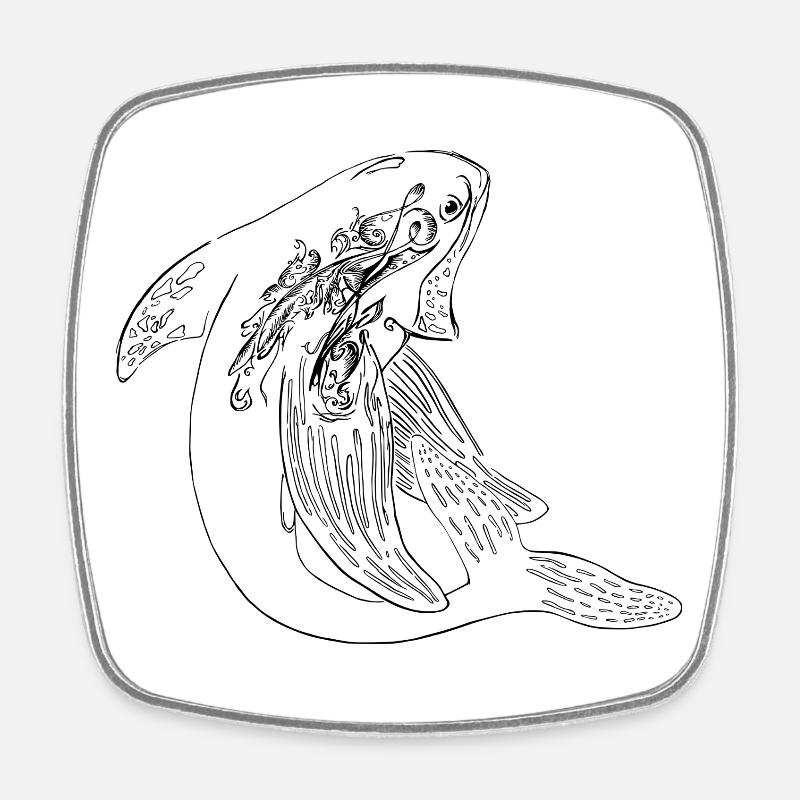 Baleine unique - Magnet carré - blanc