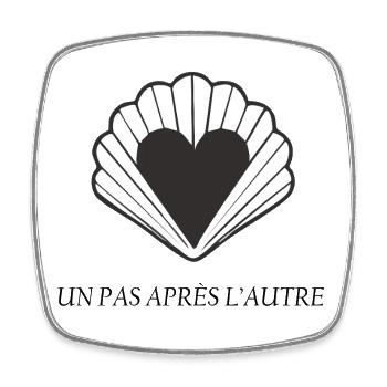 Saint Jacques de Compostelle - Cœur en coquille  - Magnet carré - blanc - Devant