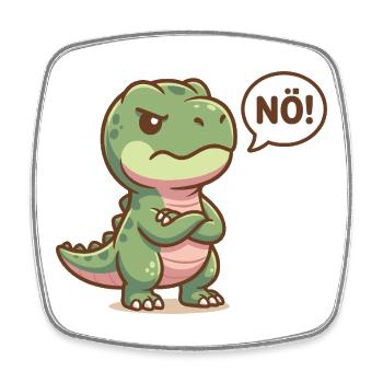 Süßer Dinosaurier Nö Lustiger Spruch - Viereckiger Kühlschrankmagnet - Weiß - Vorne