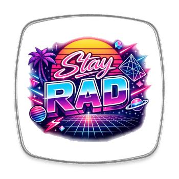 Stay Rad Neon Retro - Viereckiger Kühlschrankmagnet - Weiß - Vorne